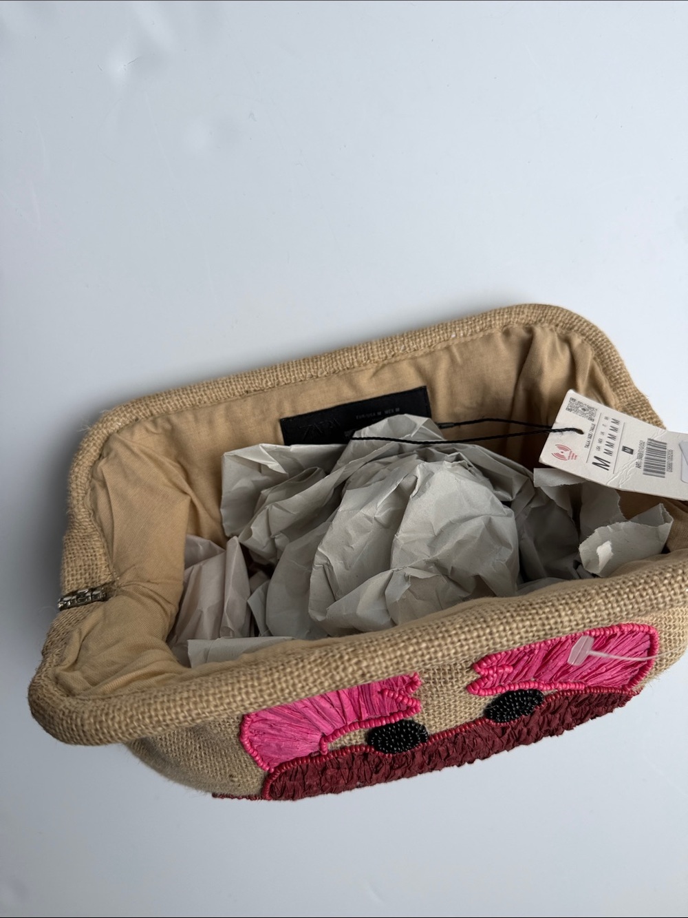 Zara Crab Raffia Beaded Clutch Bag - Picture 11 of 12